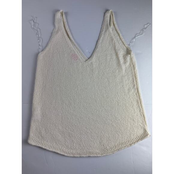 PINK LILY Meet At The Retreat Cream V-Neck Sweater Tank M - Picture 7 of 8